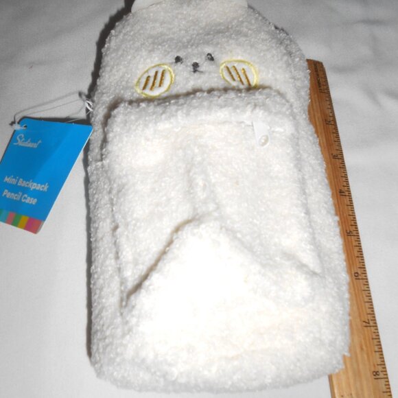 NEW Artstudio mini plush backpack pencil case w/ 2 zip compartments white school - Picture 3 of 9